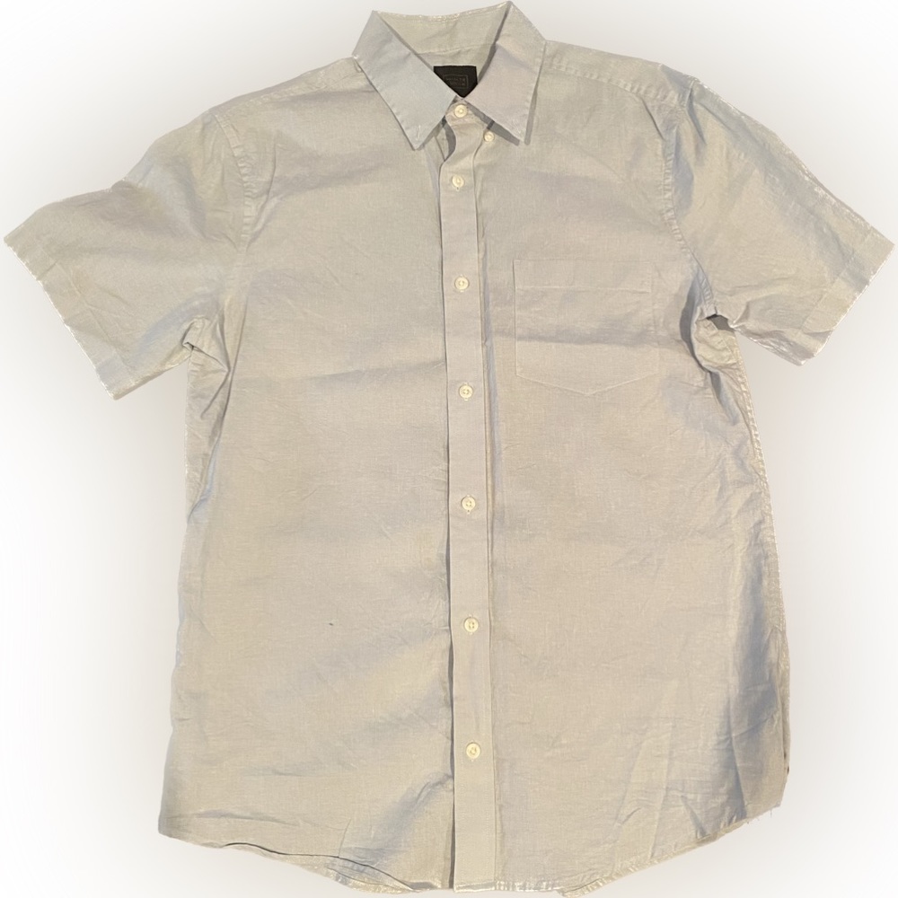 14th & Union Men’s Casual Short Sleeved Button Down Medium Linen/Cotton Shirt